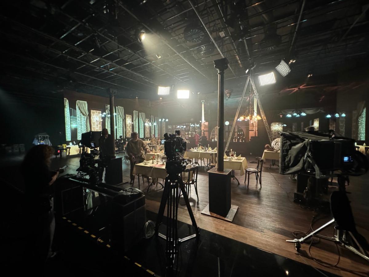 Virtual production on an LED volume at a broadcast studio in Germany.