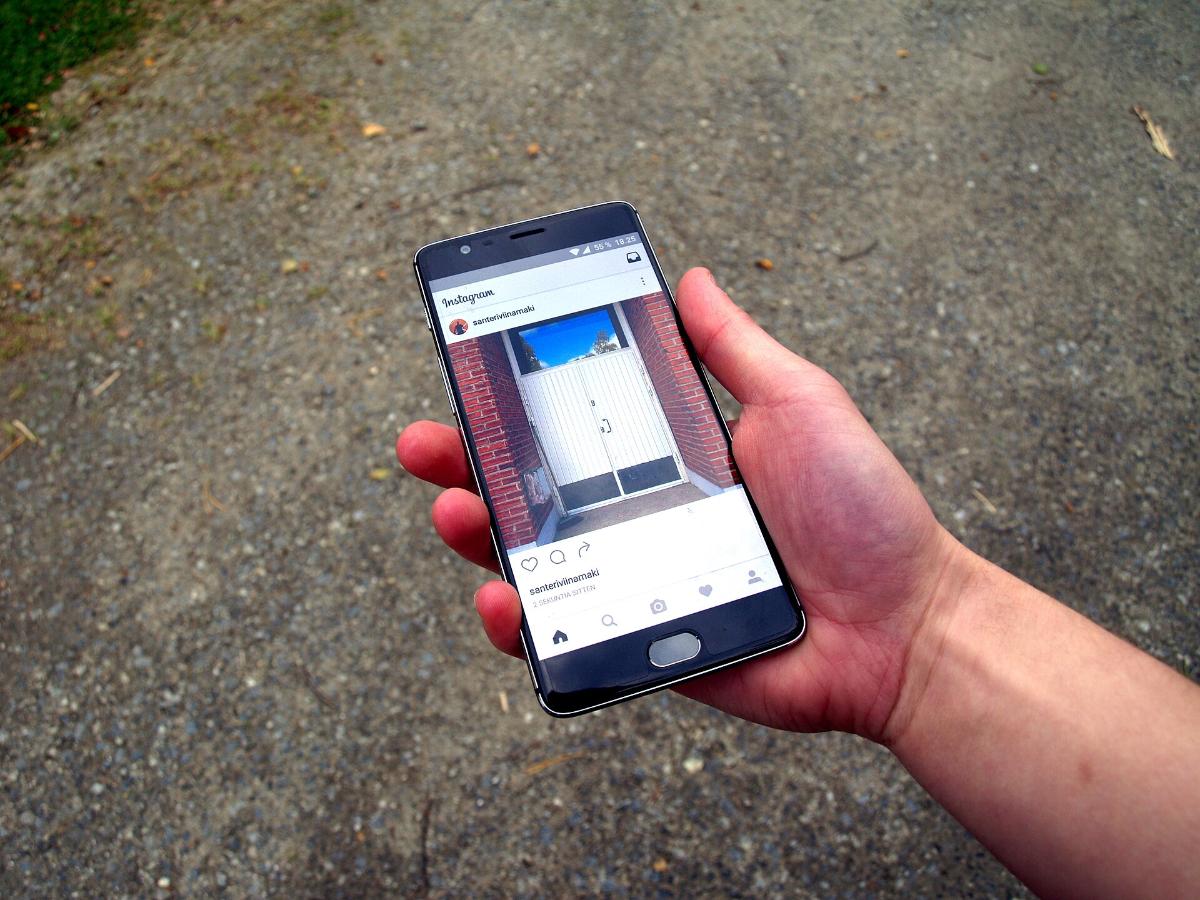Instagram on a phone, where the first frame of a Reel does a thumbnail's job.