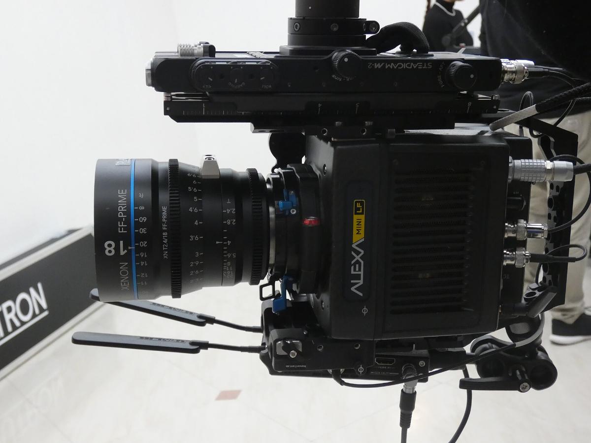 An ARRI ALEXA Mini LF on a crane, the benchmark the lab test measured against.