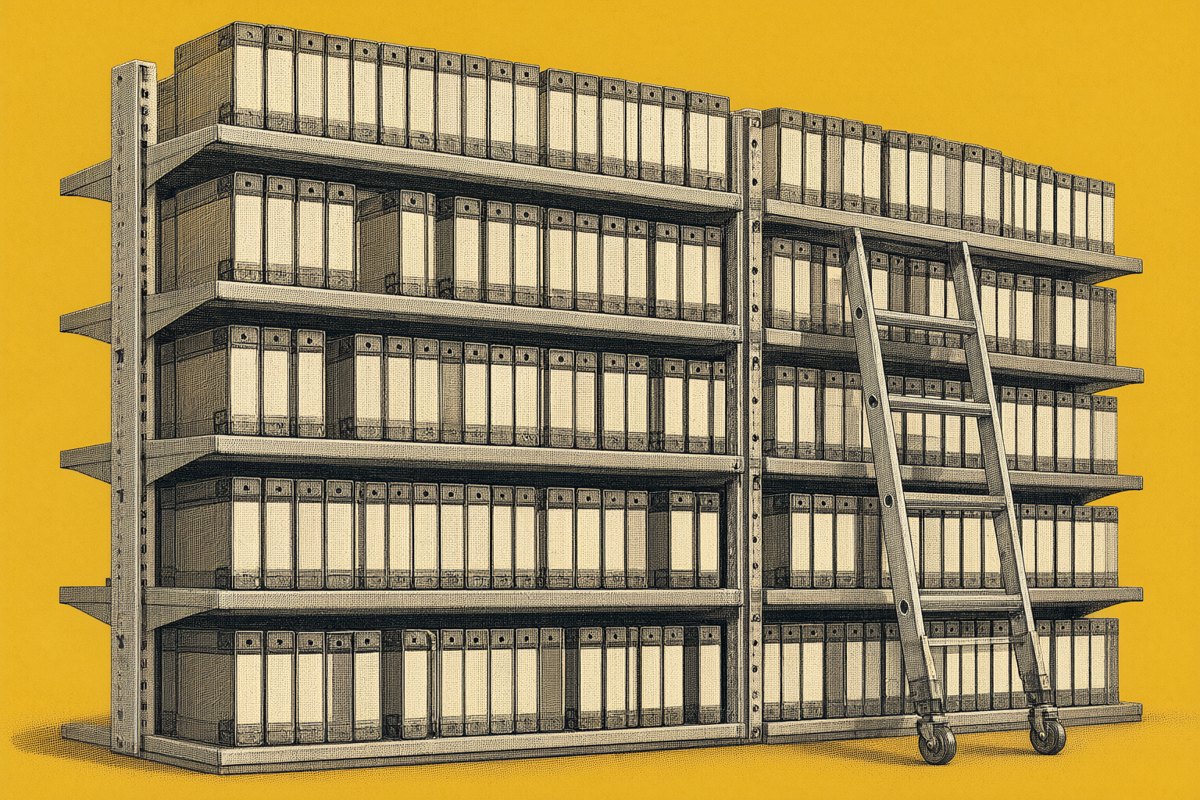 Rows of archive tapes, the material AI upscalers are sold on.