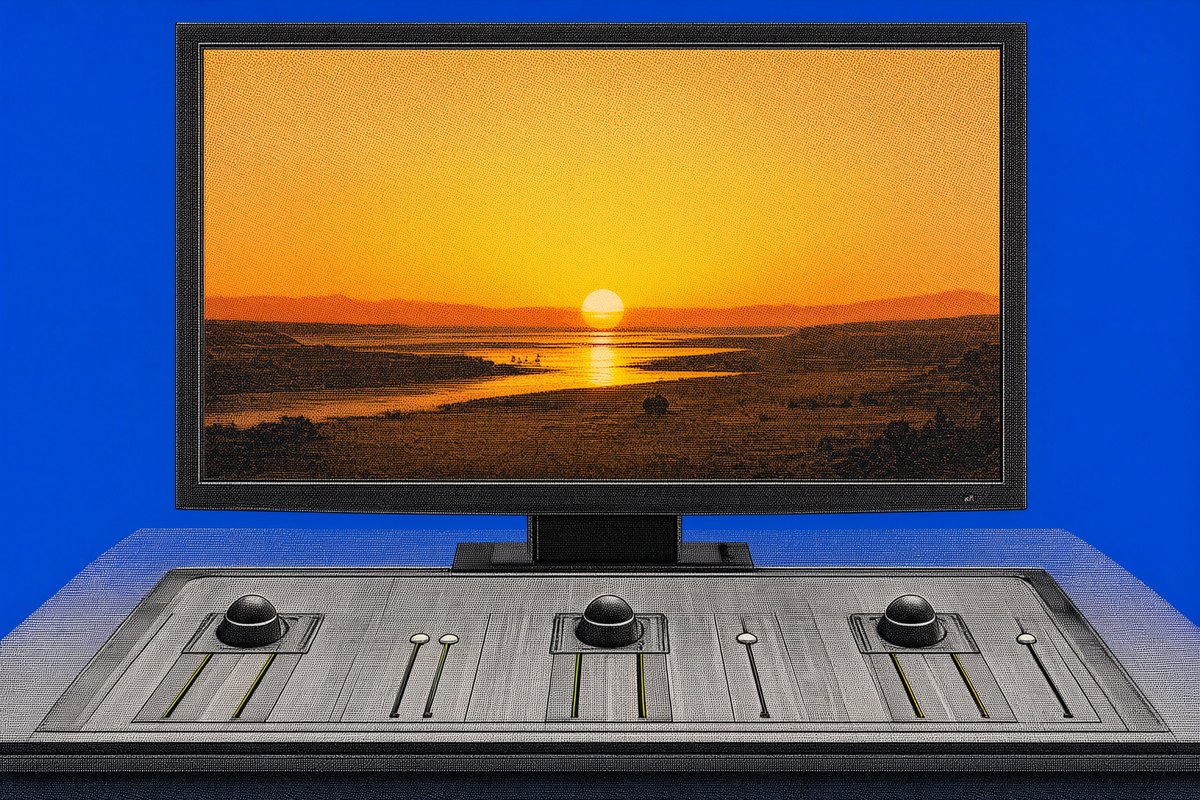 A grading suite with a reference monitor, where one HDR grade becomes several masters.